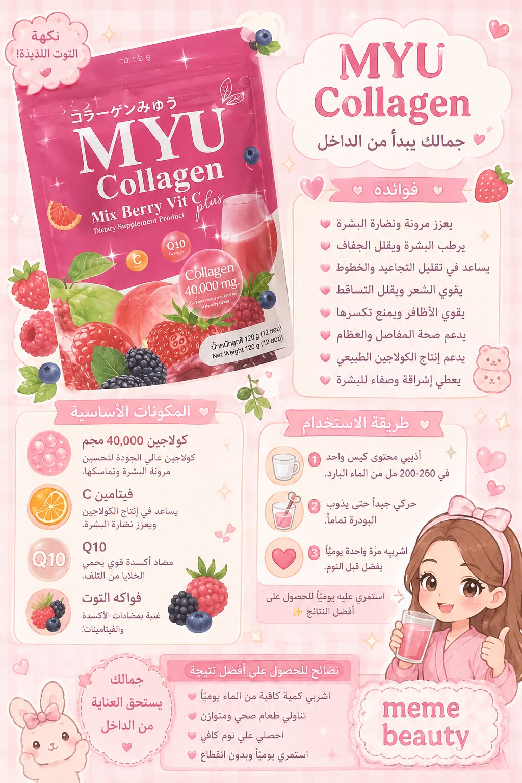 ميو كولاجين – MYU Collagen Mix Berry Vit Plus