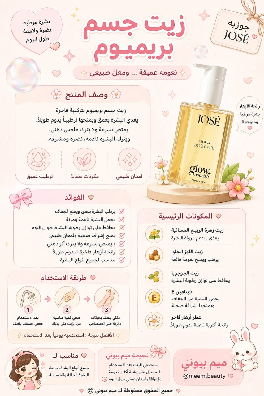 زيت الجسم بريميوم – José Premium Body Oil Glow & Nourish