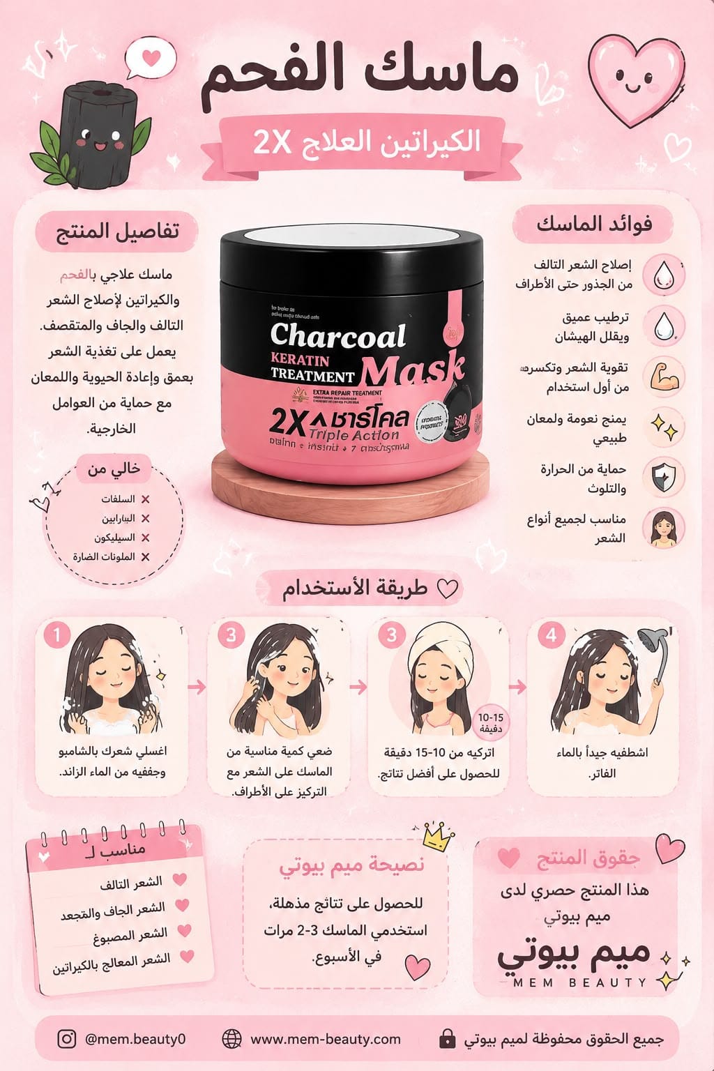 ماسك الفحم – Charcoal Keratin Treatment Mask ✨